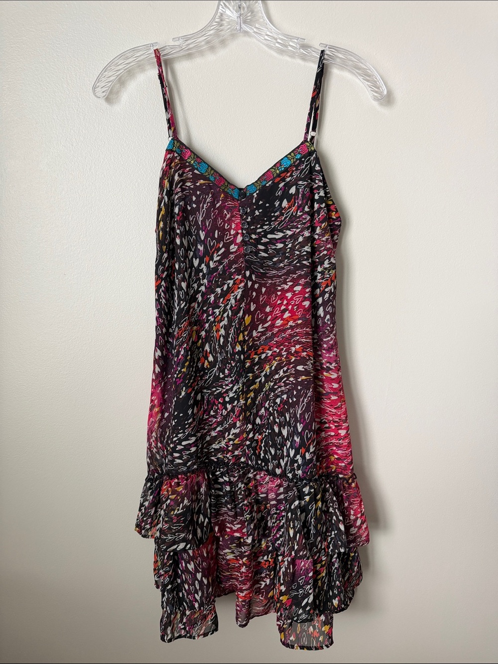 Xhilaration Black & Pink Multi-Color Mini Dress